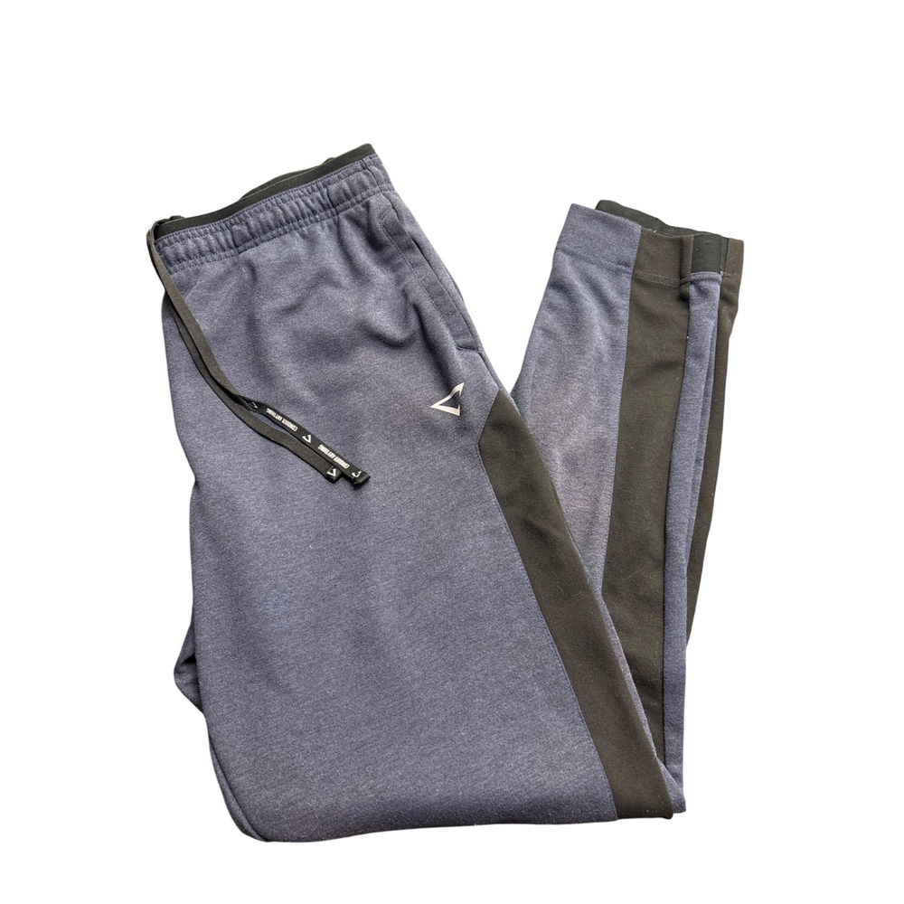 Cheetah Gymshark Mens tech Jogger Pants Navy Blue Black Stripe Large Activewear
